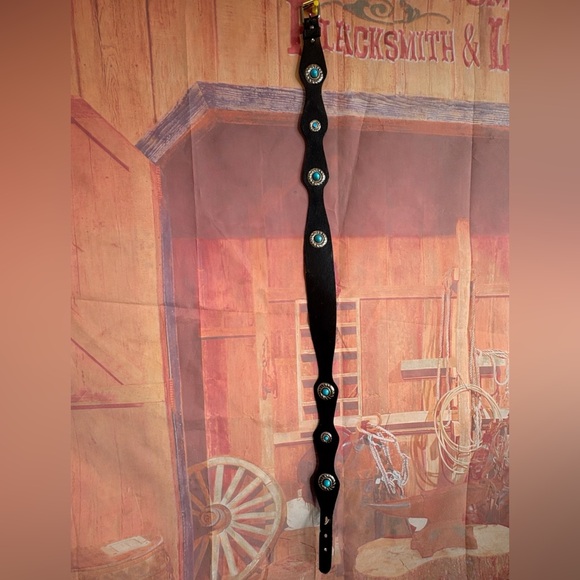 Vintage Accessories - Vintage Western Faux Turquoise Concho Belt - Bonded Leather